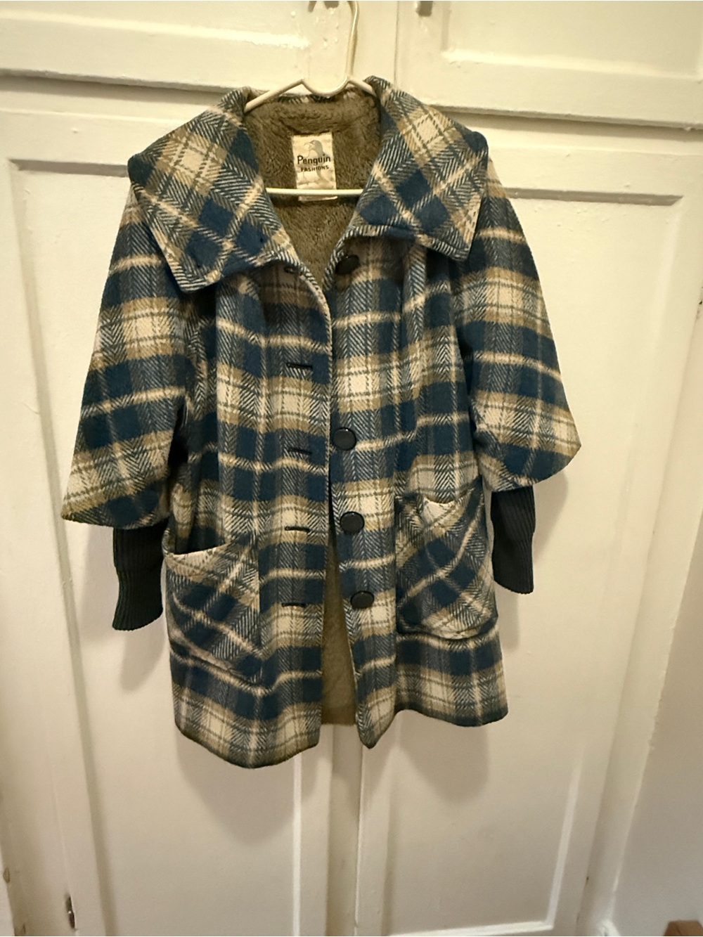 Original Penguin Blue Plaid Pea Coat